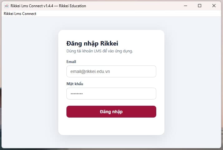 Màn hình đăng nhập của Rikkei LMS Connect